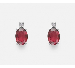 Women&#39;s Mikiko Earrings White Gold Ruby Diamonds