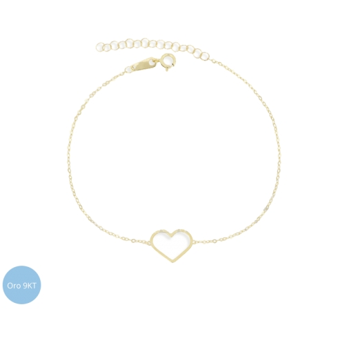 9kt Yellow Gold Heart Woman Bracelet