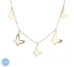 9kt Yellow Gold Butterflies Woman Necklace