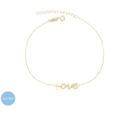 9kt Yellow Gold Love Woman Bracelet
