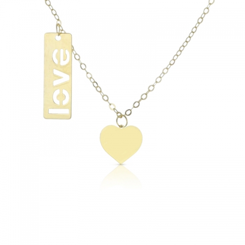 Love Heart Woman Necklace 9kt Yellow Gold