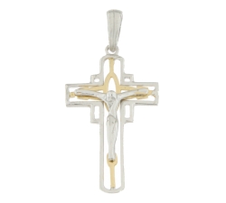 Cross Man Gelb- und Weißgold GL100493