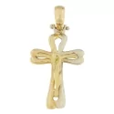 Croce Uomo Oro Giallo e Bianco GL100495