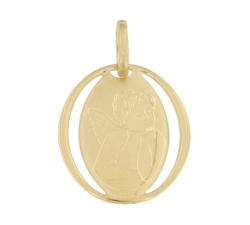 Unisex Yellow Gold Angel Pendant GL100535