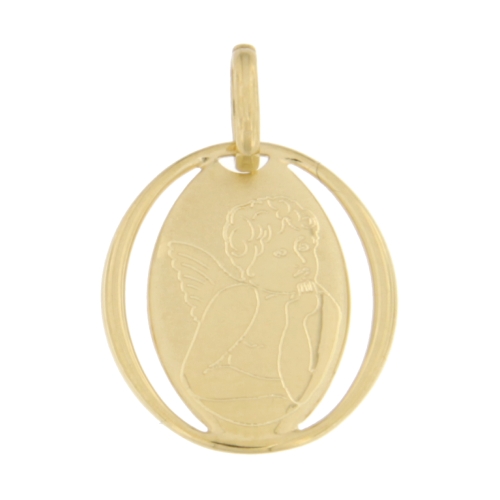 Unisex Yellow Gold Angel Pendant GL100535