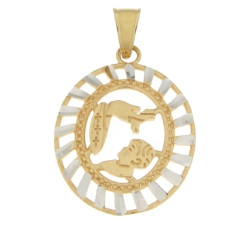 Pendant Medal Baptism Yellow White Gold GL100588