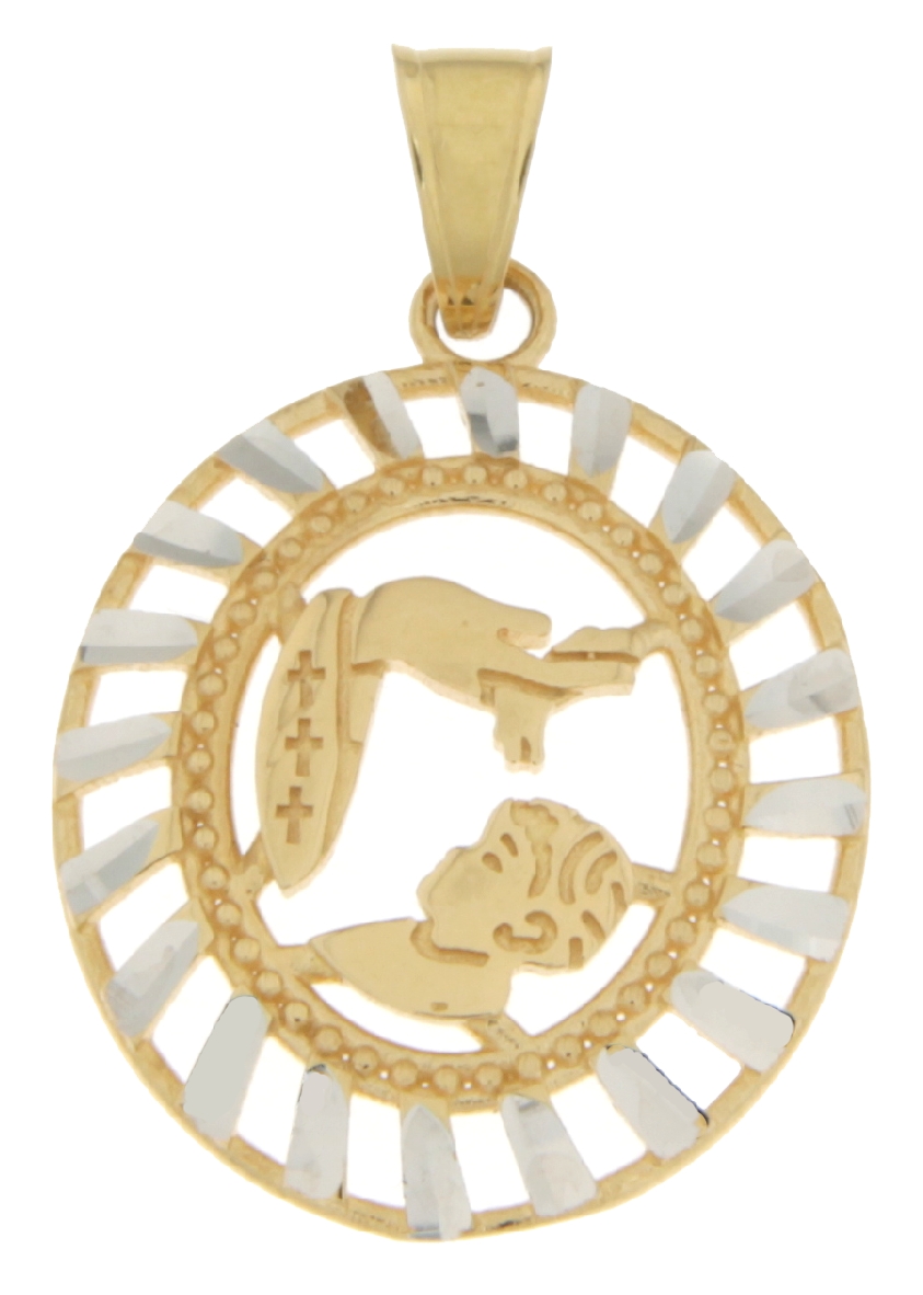 Pendant Medal Baptism Yellow White Gold GL100588 GioielleriaLucchese.it