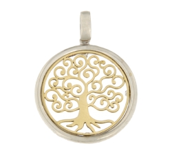 Pendant Woman Tree Of Life Yellow Gold White GL100590