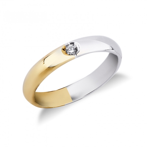 Wedding Ring Yellow Gold White Diamonds FAD130GB
