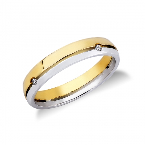 Wedding Ring Yellow Gold White Diamonds FAD090GB