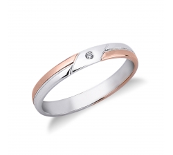 Rose and White Gold Wedding Ring with Diamond FAD190BR