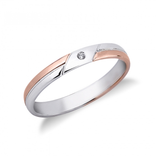 Rose and White Gold Wedding Ring with Diamond FAD190BR