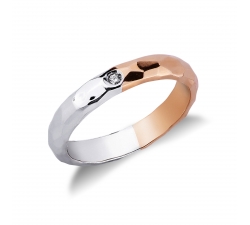 Rose and White Gold Wedding Ring with Diamond FSD065BR