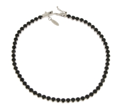 Bracciale Tennis Oro Bianco Pietre Nere GL100591