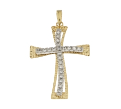 Damenkreuz Gelb-Weißgold GL100593