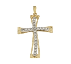 Croce Donna Oro Giallo Bianco GL100593