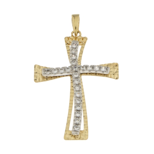 Damenkreuz Gelb-Weißgold GL100593