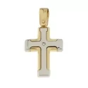 Croce Uomo Oro Giallo Bianco con Diamante GL100595