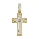 Croce Uomo Oro Giallo Bianco con Diamante GL100596