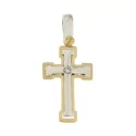 Croce Uomo Oro Giallo Bianco con Diamante GL100597