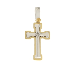 Yellow White Gold Man Cross with Diamond GL100597