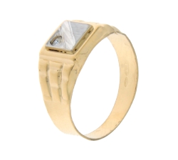 White Yellow Gold Men&#39;s Ring GL100642