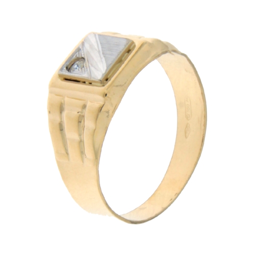 White Yellow Gold Men&#39;s Ring GL100642