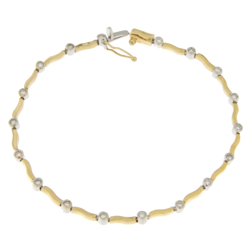 Women&#39;s Tennis Bracelet Yellow Gold White Diamonds GL100698