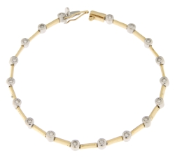 Women&#39;s Tennis Bracelet Yellow Gold White Diamonds GL100699