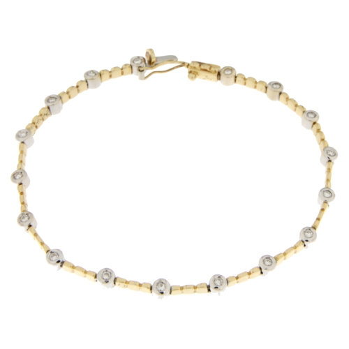 Women&#39;s Tennis Bracelet Yellow Gold White Diamonds GL100700