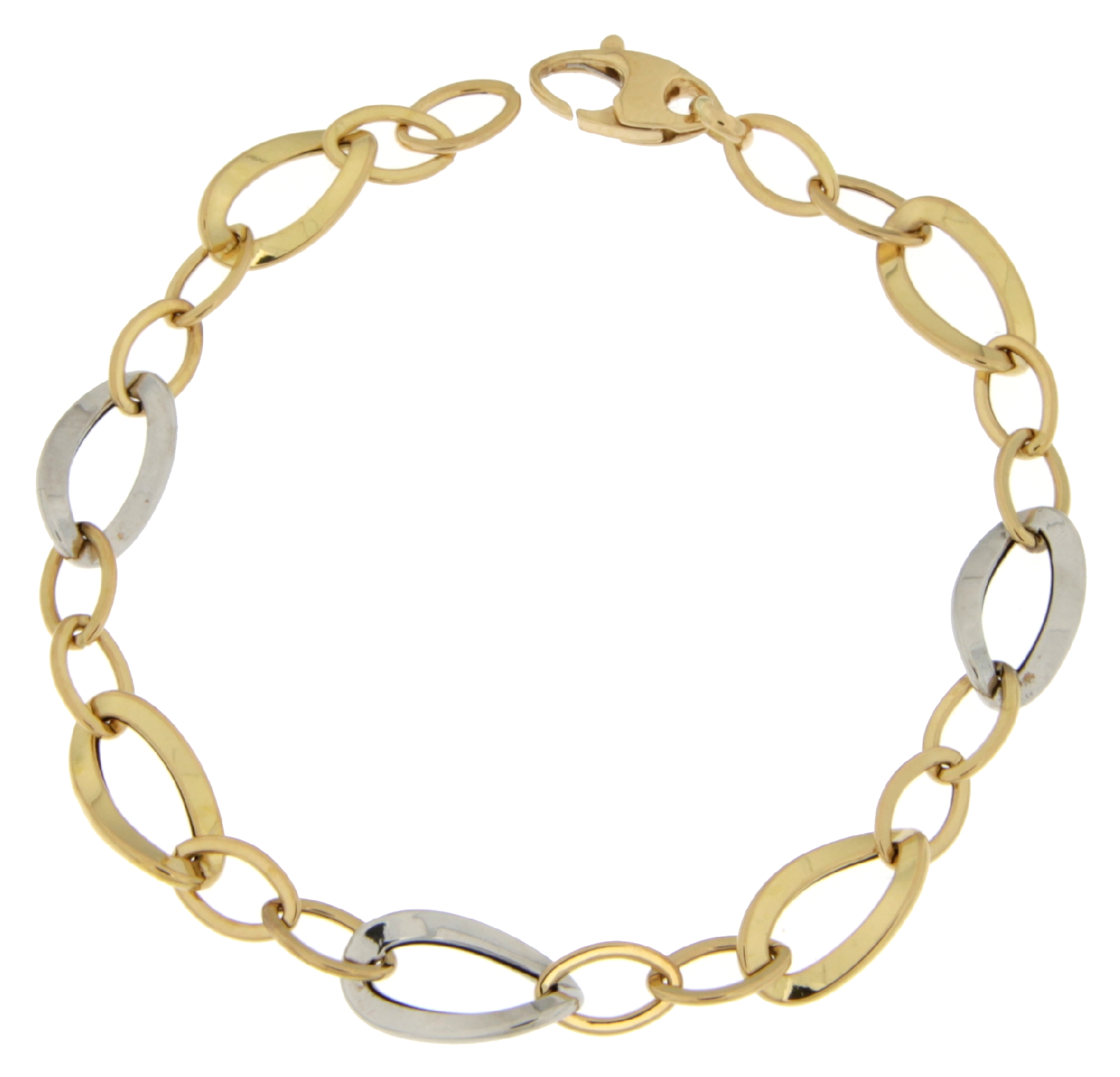 Citerna Bracciale A Catena In Oro Giallo 9K - Lunghezza 19 Cm, Chiusura A Moschettone, Gioiello Donna