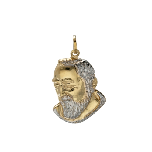 Padre Pio Medaille Gelb-Weißgold GL100743