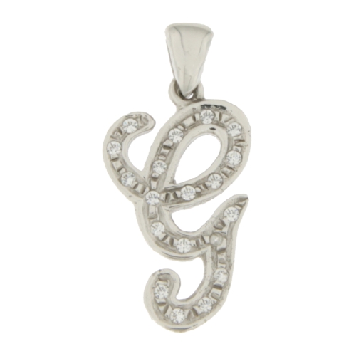 Initial Letter G Pendant in White Gold GL100763