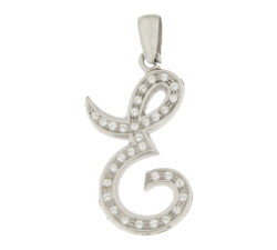 Initial Letter E Pendant White Gold GL100766