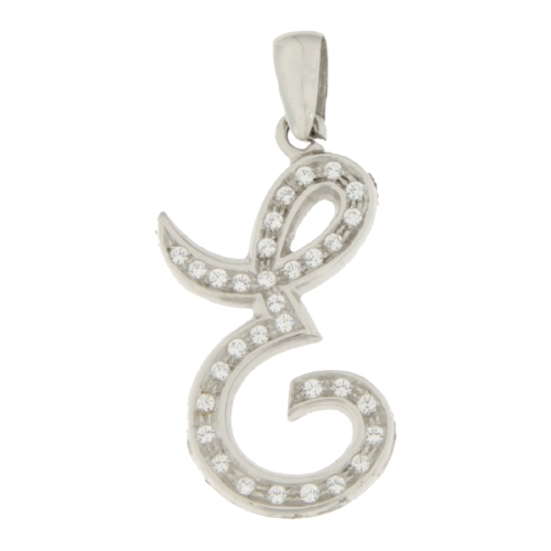 Initial Letter E Pendant White Gold GL100766