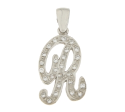 Initial Letter R Pendant in White Gold GL100768