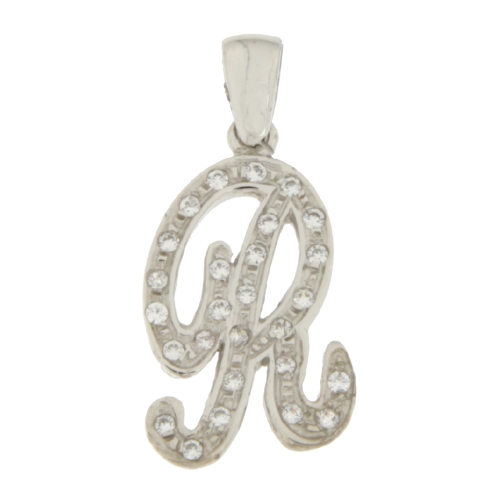 Initial Letter R Pendant in White Gold GL100768