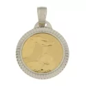 Yellow White Gold Baptism Medal Pendant GL100770