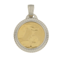 Yellow White Gold Baptism Medal Pendant GL100770