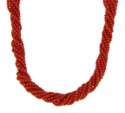 Damenhalskette Rote Koralle Gelbgold GL100793