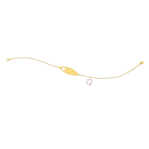 Nanan Children&#39;s Bracelet Pink Four-Leaf Clover Tag NGLD0042