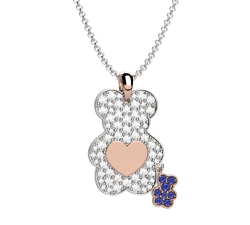 Nanan Blue Diamond Bear Pendant Necklace NGIO0019