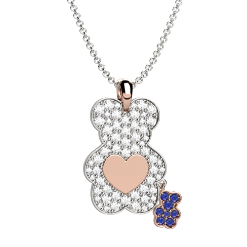Nanan Blue Diamond Bear Pendant Necklace NGIO0019