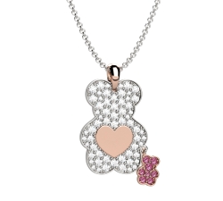 Collana Nanan Pendente Orso Diamanti Rosa NGIO0018