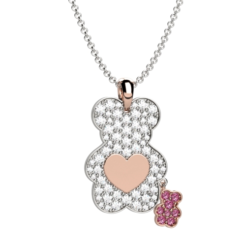 Nanan Necklace Bear Pendant Pink Diamonds NGIO0018
