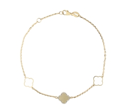 Weiß-Gelb-Gold Damenarmband GL100808