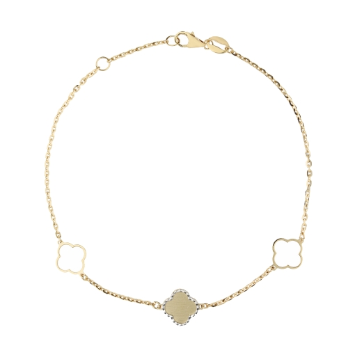 Weiß-Gelb-Gold Damenarmband GL100808