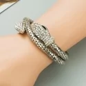 Starres Armband in Form einer silbernen Schlange