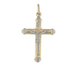 White Yellow Gold Men&#39;s Cross GL100818