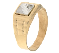 White Yellow Gold Men&#39;s Ring GL100820